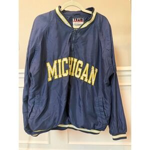 Vintage Team Edition Michigan Wolverines Windbreaker Quarter Zip Navy Blue XL